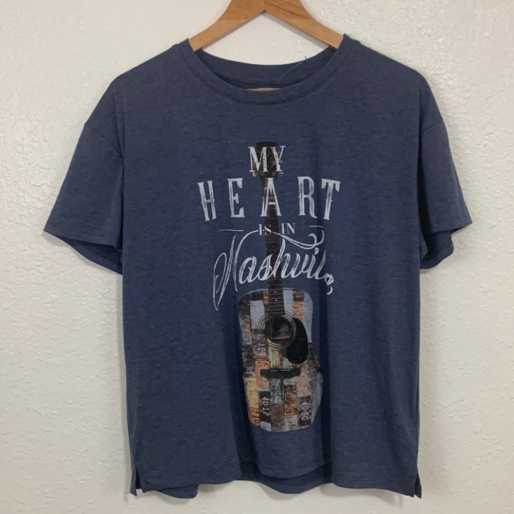 Maurices Nashville Country Guitar Print T Shirt Size L